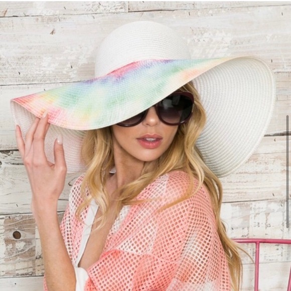 LLK Accessories - Seaside brights floppy tie dyed hat